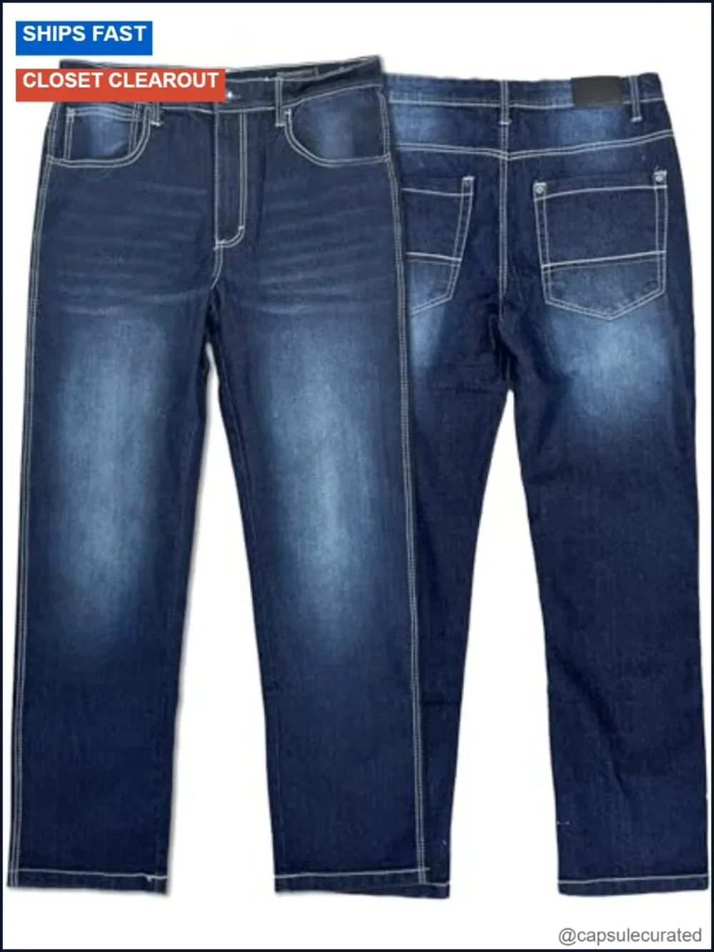 Mid Rise Stretchable Straight Relaxed Fit Cross Hatch Denim Pants